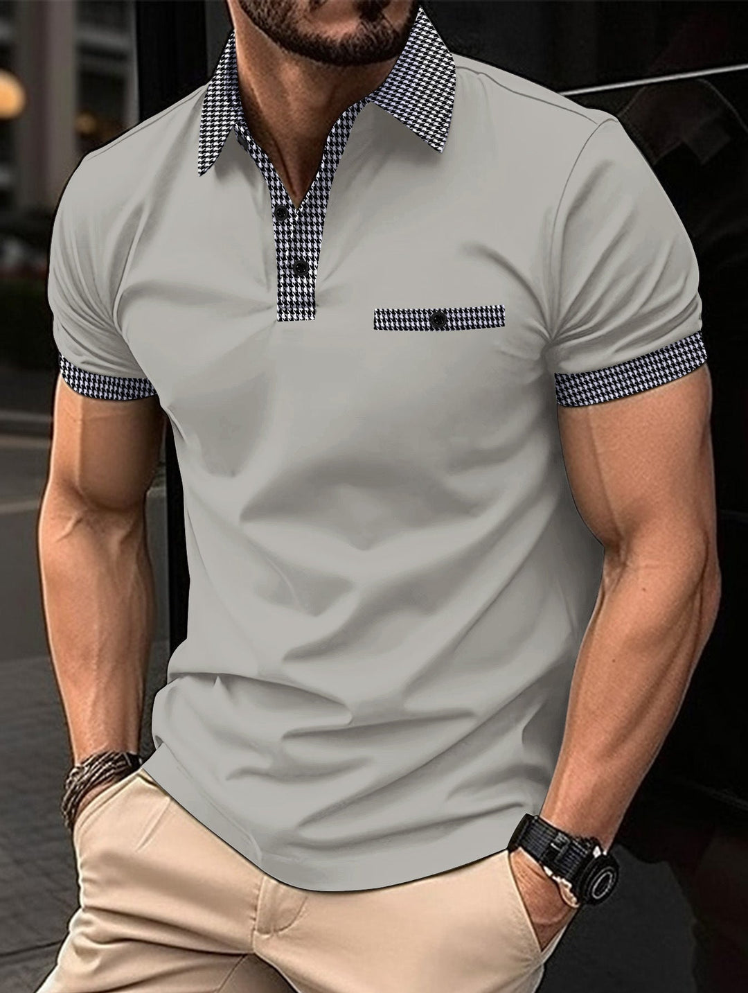 Versatile men's classic polo, breathable, button-down, great for stylish British casual.