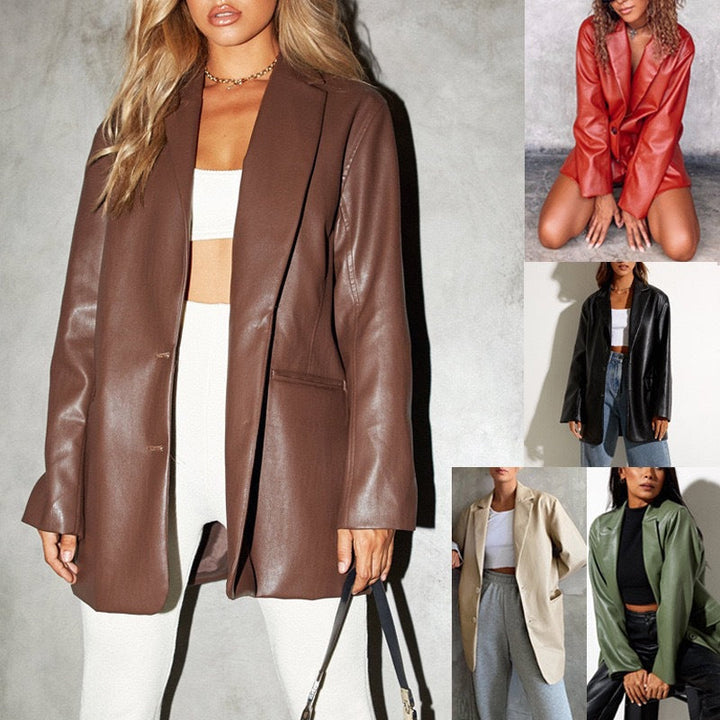 Elegant women's oversized blazer jacket, ideal for a sophisticated yet casual look.