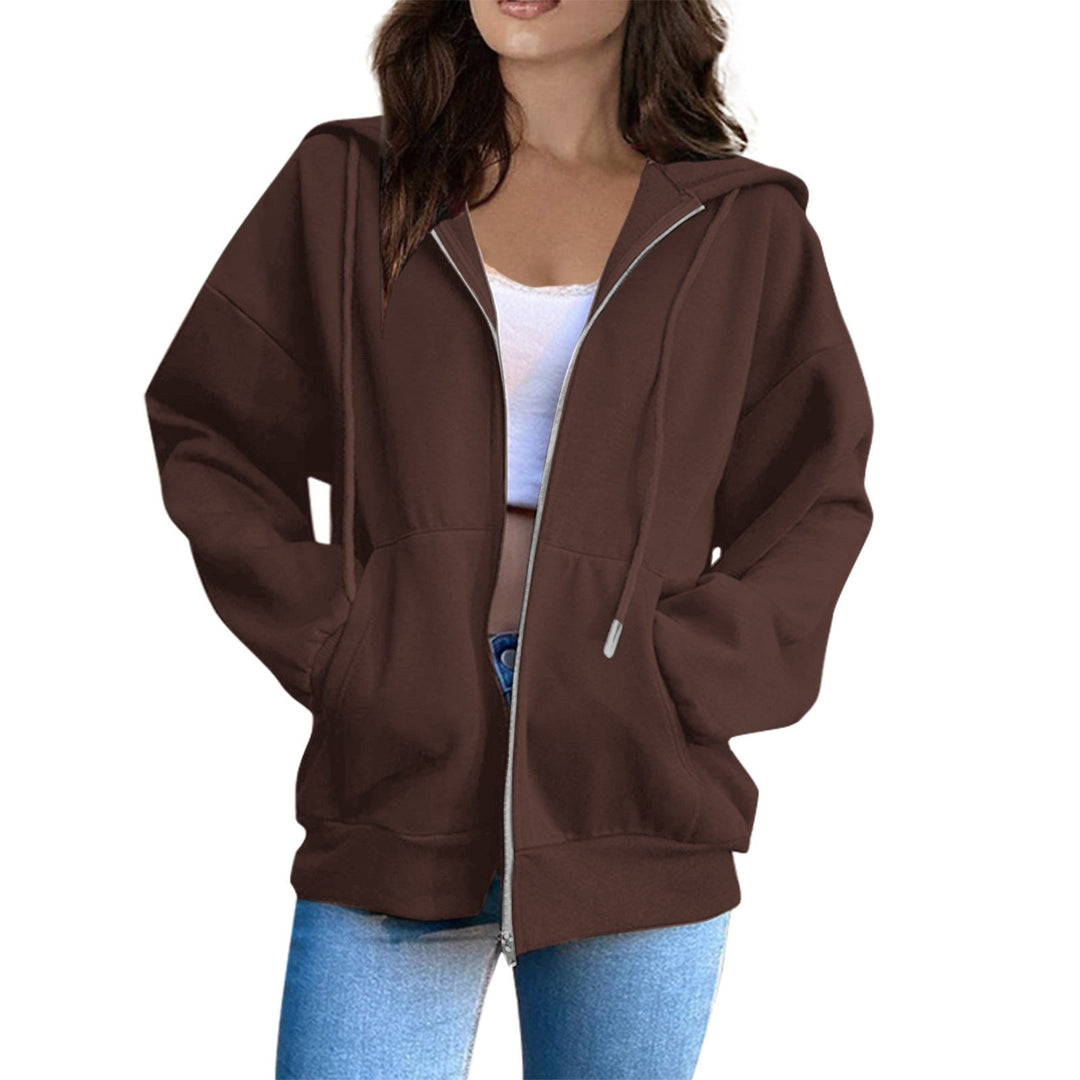 Everyday women's oversized jacket with cozy feel. Features a stylish drawstring hood.