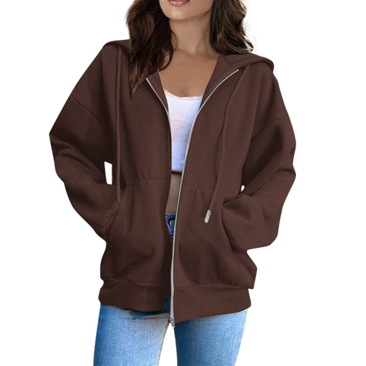 Everyday women's oversized jacket with cozy feel. Features a stylish drawstring hood.