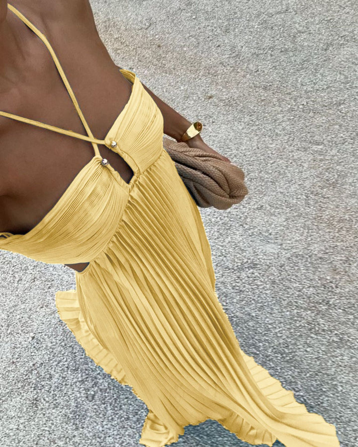 Stunning women's pleated off-shoulder midi dress, perfect for date nights & elegant social gatherings.