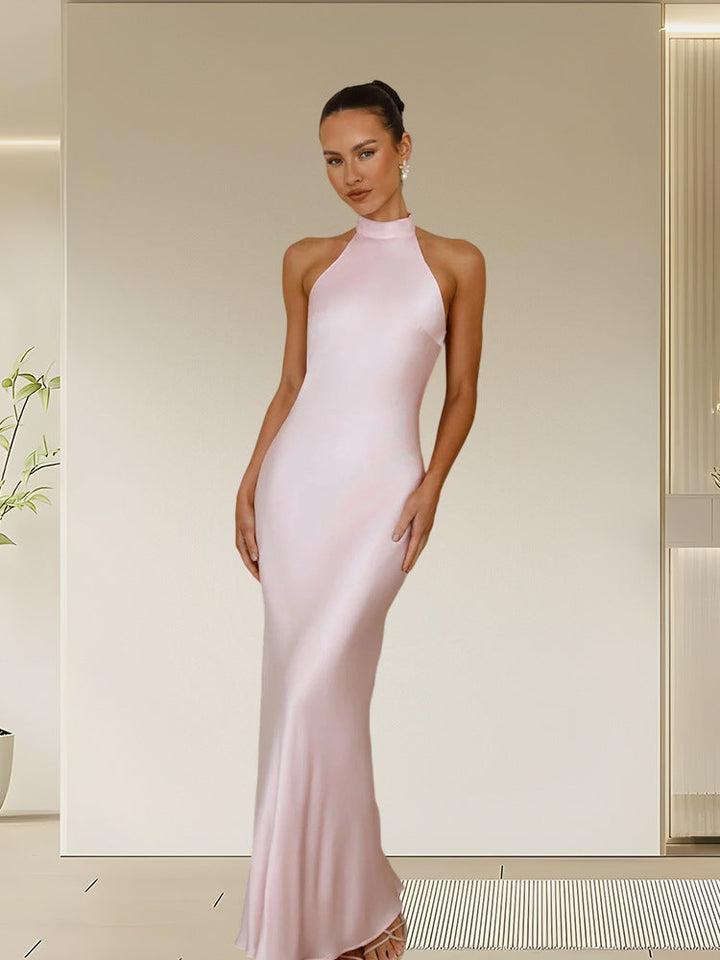 Elegant shimmering high neck maxi dress for galas & formal parties, a stunning women's gown.