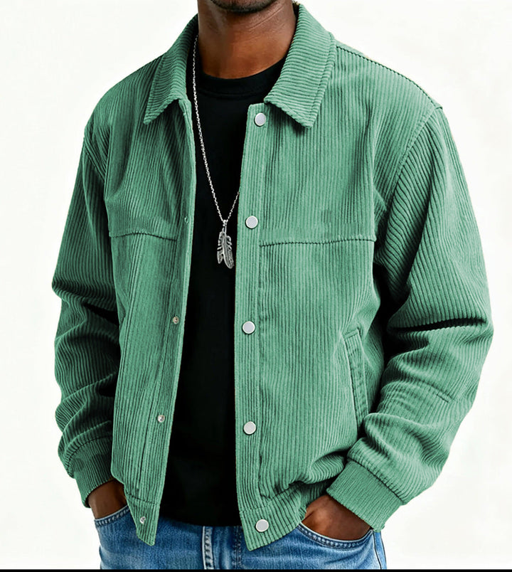 Diamond-quilted men's jacket, offering a stylish & comfortable casual look.