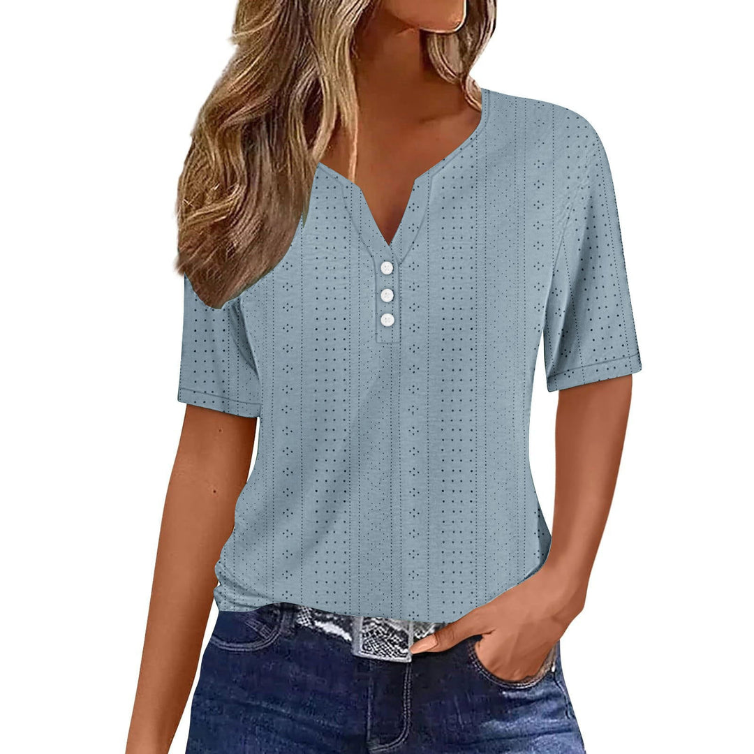 Versatile ladies' mesh short sleeve blouse, suitable for office, casual or smart-casual summer occasions.