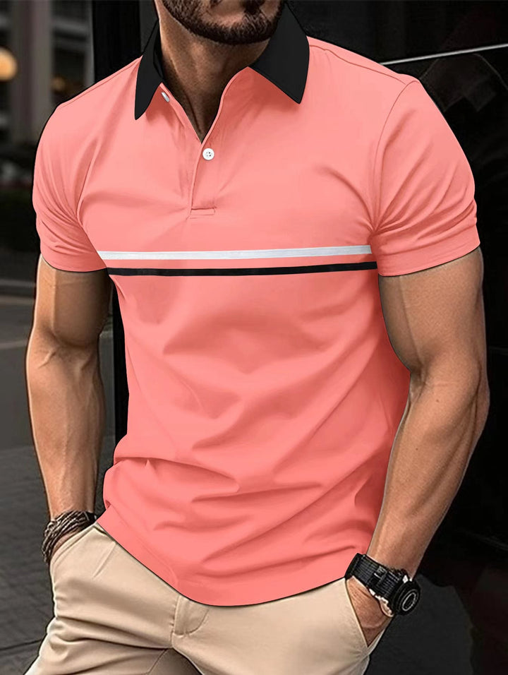 Casual men's striped polo shirt, perfect for summer fashion & active wear. Versatile & easy care.