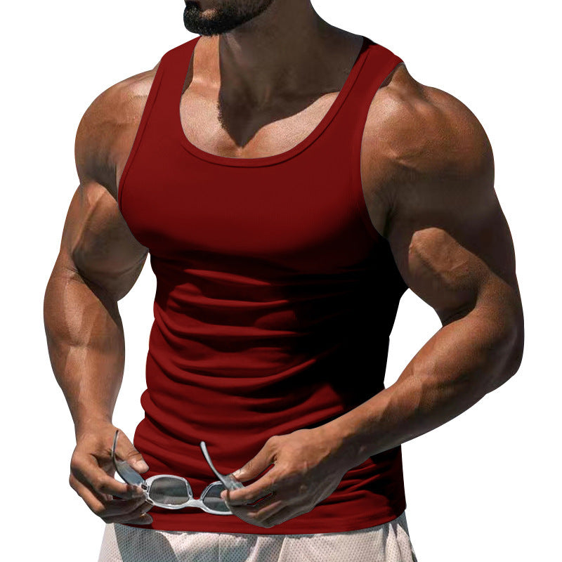 Fitted men's sports tank top, ideal for workouts. Breathable gym wear & quick-dry activewear for summer.