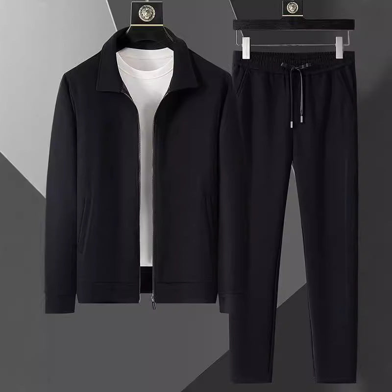 Men's activewear jogger set: comfortable track jacket and slim-fit jogger pants for sports & leisure.
