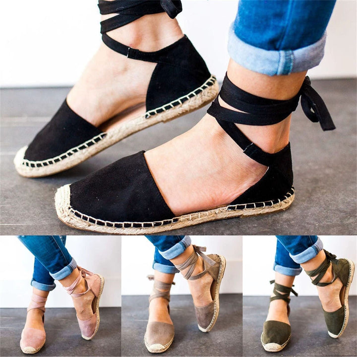 Women's chic tie-strap espadrilles, perfect for summer. Stylish & comfortable casual footwear.