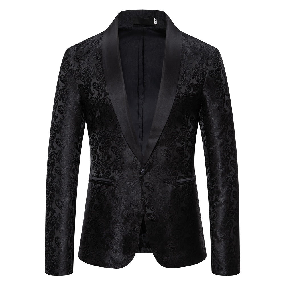 Classic men's formal jacket: a refined paisley tuxedo blazer for a distinguished look.