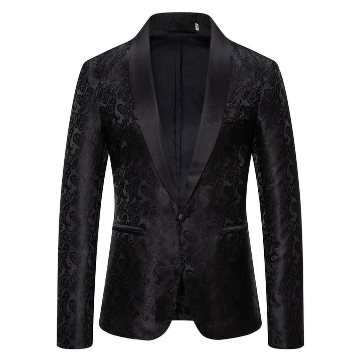 Classic men's formal jacket: a refined paisley tuxedo blazer for a distinguished look.