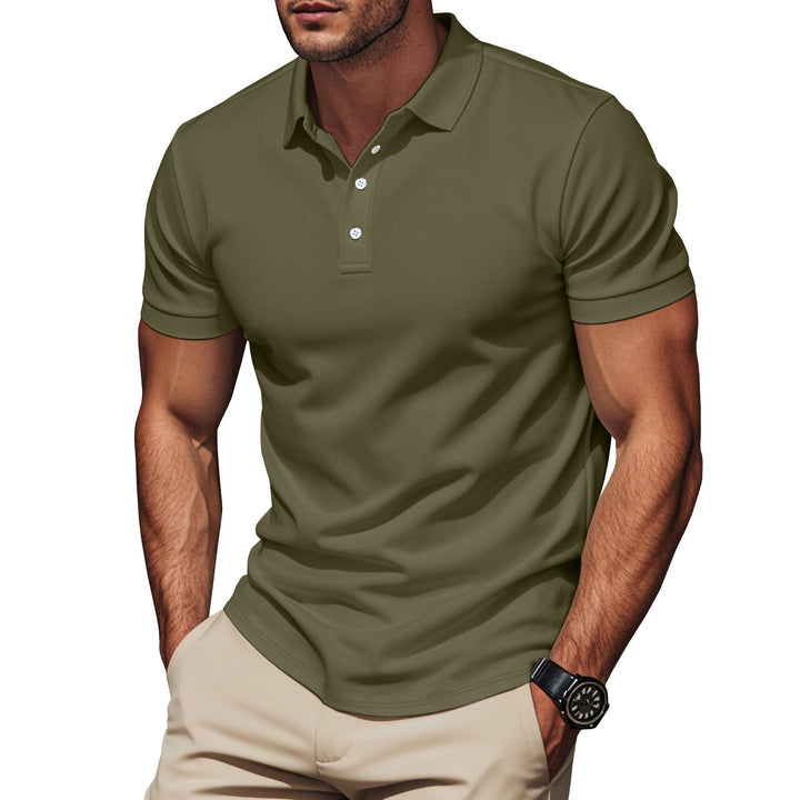 Stylish men's short sleeve polo shirt. Features a unique textured design for a modern, casual look.