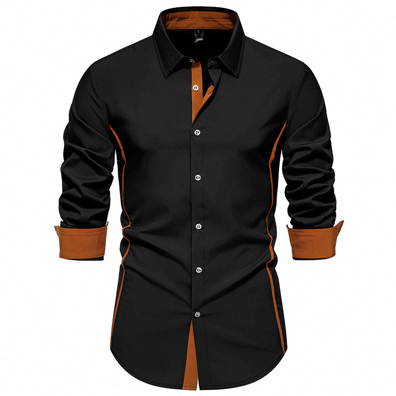 Stylish men's long sleeve shirt with crisp contrast stitching, a smart addition to any wardrobe.