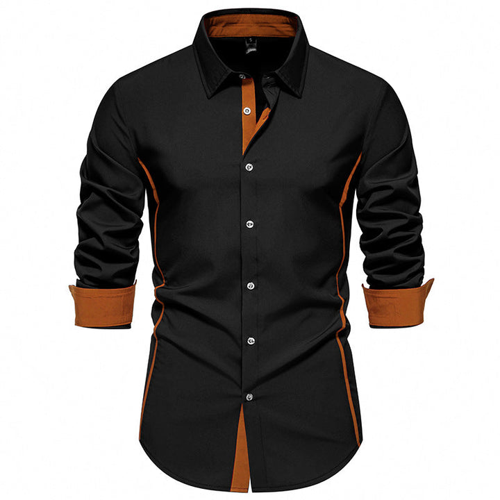 Stylish men's long sleeve shirt with crisp contrast stitching, a smart addition to any wardrobe.