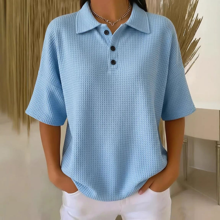 Comfortable women's sporty short sleeve top, excellent for spring fashion & active casual outfits.