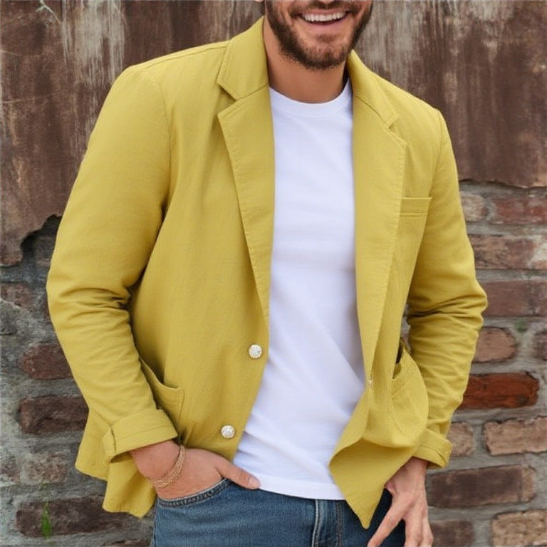 Lightweight men's travel jacket, versatile & comfortable, ideal for all-season smart casual outfits.