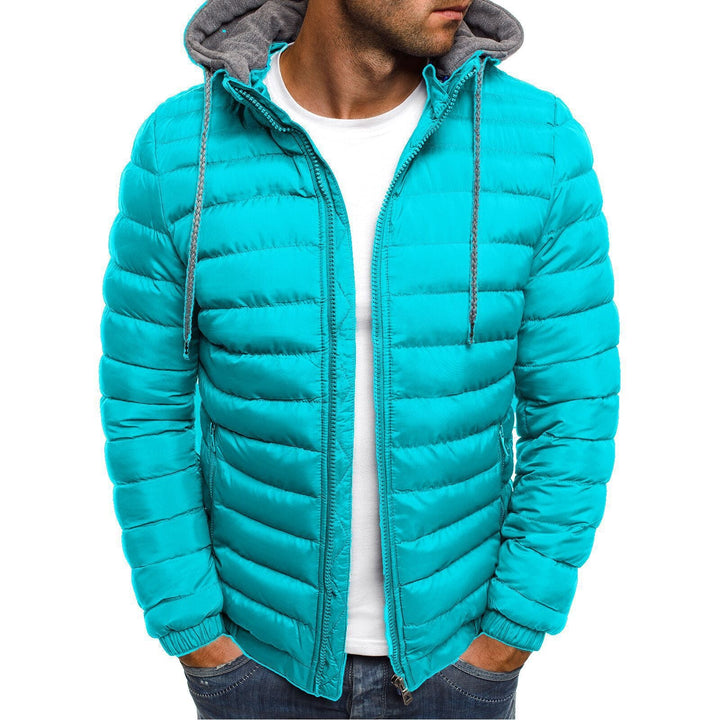 Comfortable men's autumn/winter jacket, lightweight quilted design, includes a versatile removable hood.