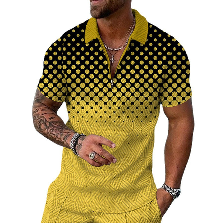 Men's stylish short sleeve shirt with unique decorative pattern. Casual yet elegant for summer & beach fashion.