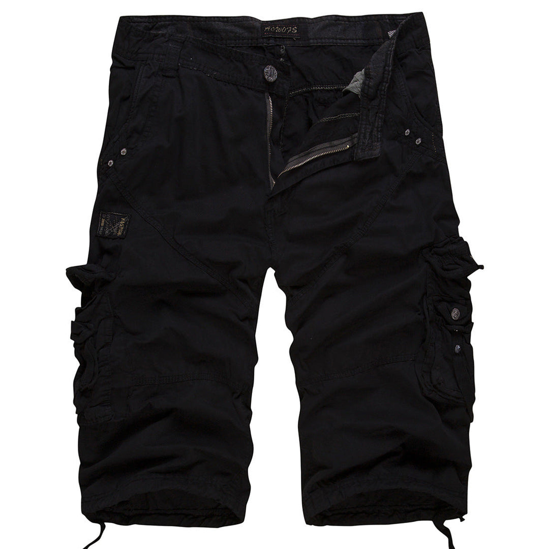 Grey men's durable cargo shorts, designed for ultimate comfort and practicality with multiple utility pockets.