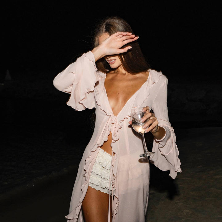 Women's versatile flowy beach cover-up dress for swim, resort, or summer. Lightweight, elegant, and stylish.
