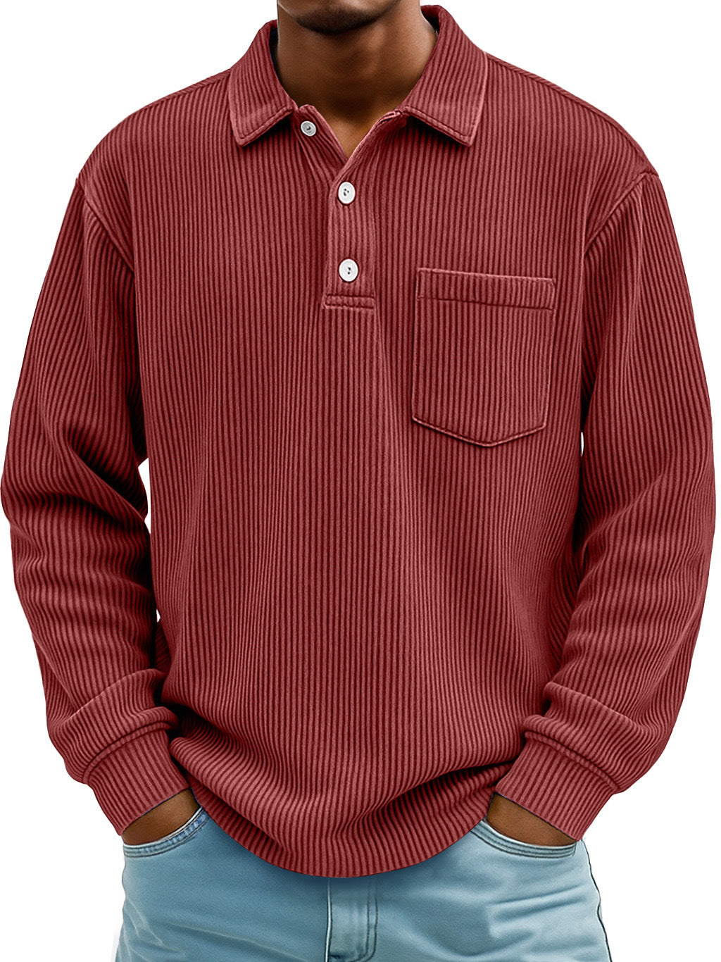 Men's fashion long sleeve polo, effortless style & comfort for your spring & autumn wardrobe.
