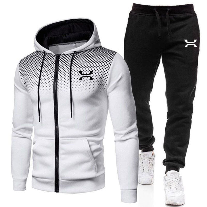 Durable men's gym wear tracksuit: breathable athletic hoodie & jogging pants. Perfect for intense workouts.