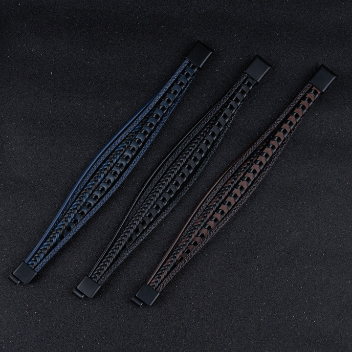 Authentic men's braided leather Viking bracelet, a must-have for rugged style.