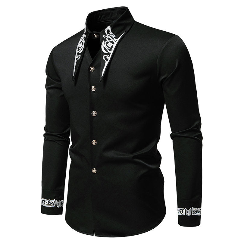 Versatile men's long sleeve shirt, perfect as a casual or dress shirt with a distinctive collar design.
