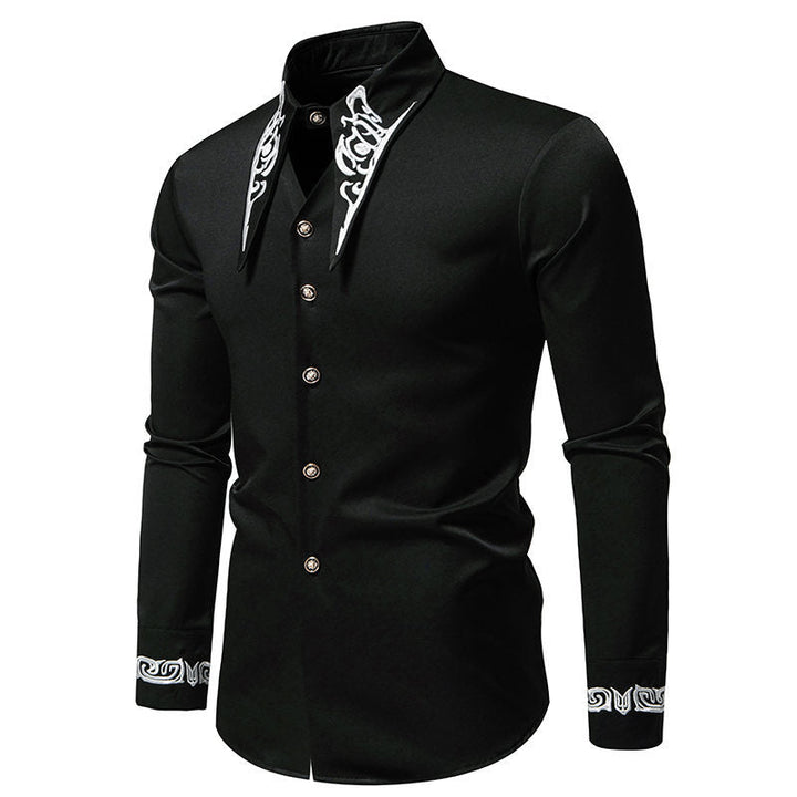 Versatile men's long sleeve shirt, perfect as a casual or dress shirt with a distinctive collar design.