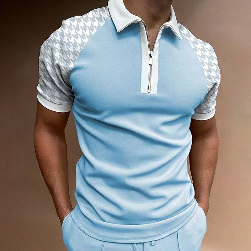 Stylish men's white half-zip polo shirt, versatile for smart casual events or daily athletic wear.