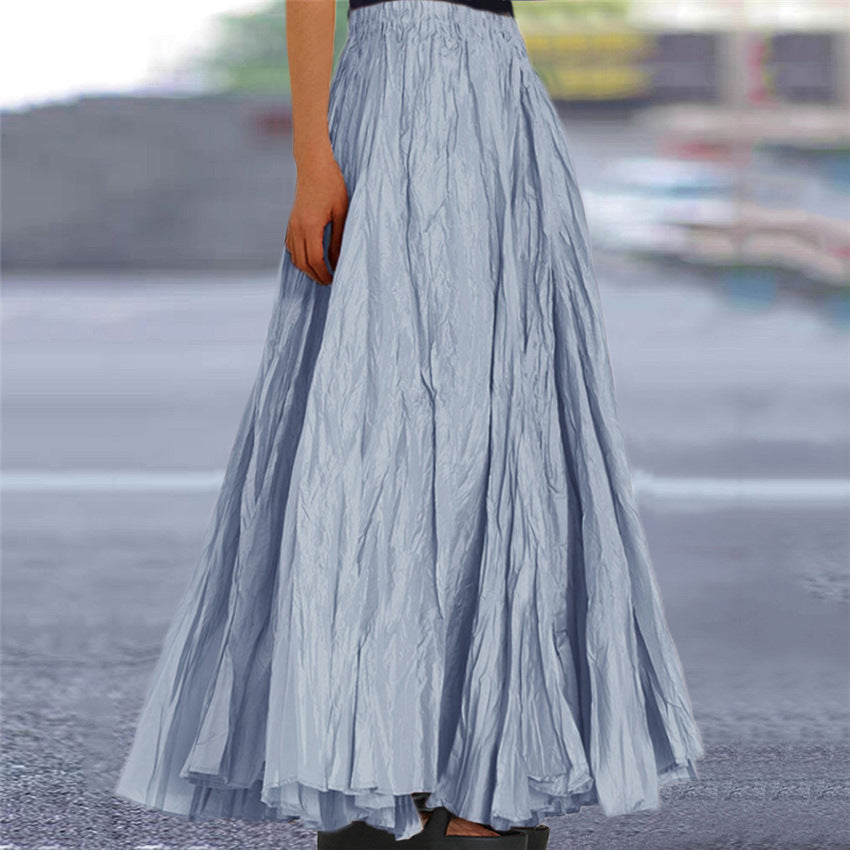 Women's elegant A-line skirt, maxi length, elastic waist, in a beautiful flowing fabric.