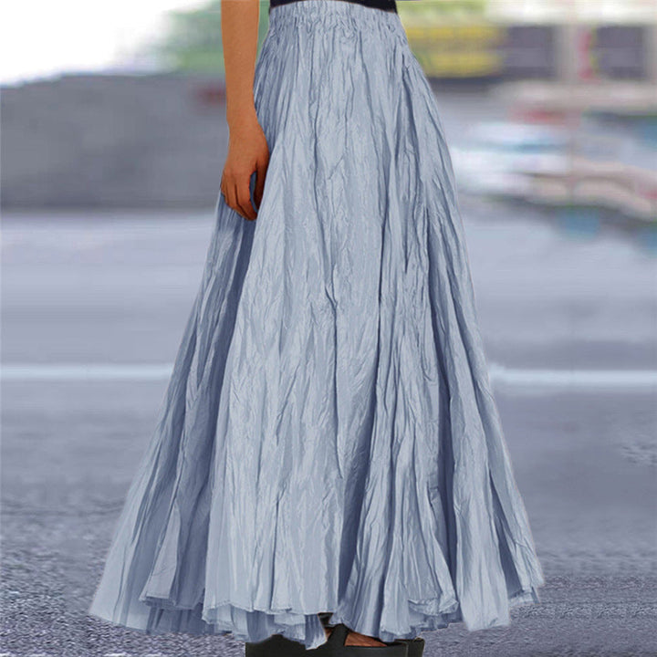 Women's elegant A-line skirt, maxi length, elastic waist, in a beautiful flowing fabric.