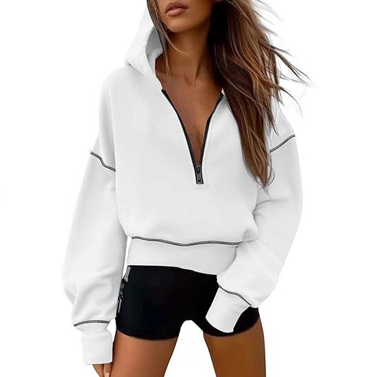 Women's full zip hoodie for everyday comfort, featuring drawstring hood & relaxed fit. Casual & stylish.