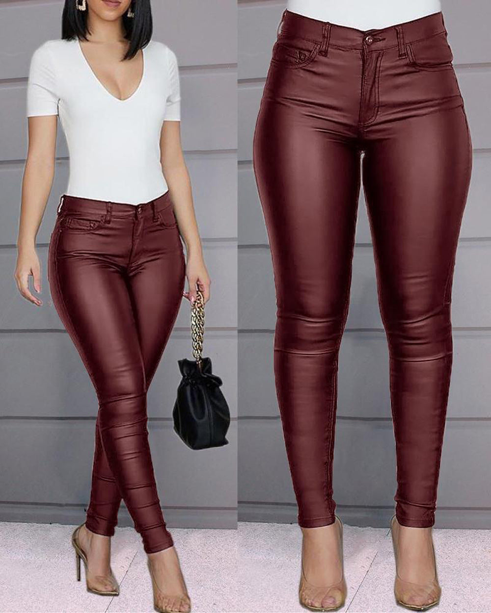 Women's high waist figure-hugging leggings, sleek black for a flattering and comfortable fit.