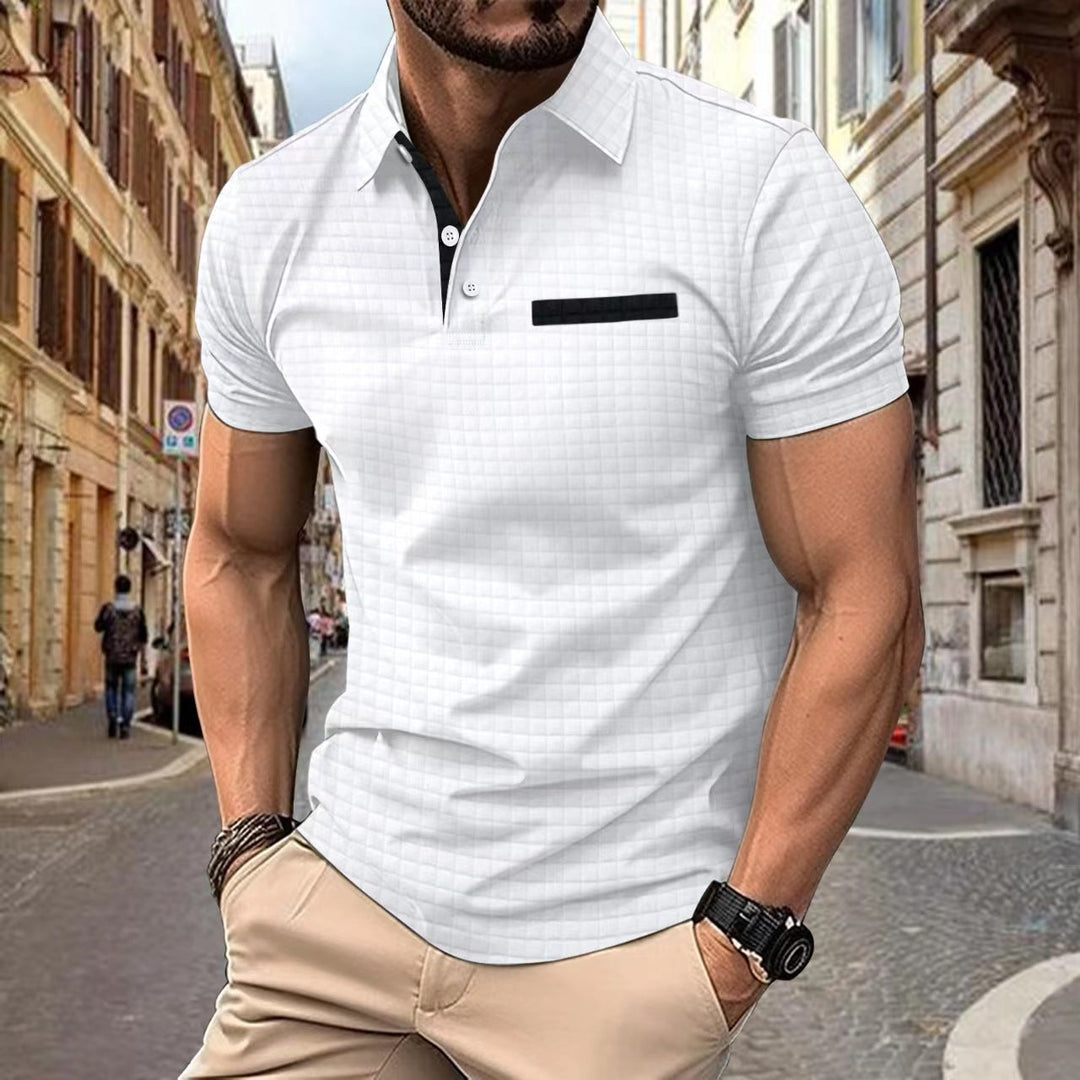 Classic collared men's short sleeve polo with a structured fabric. Modern style casual top for men.