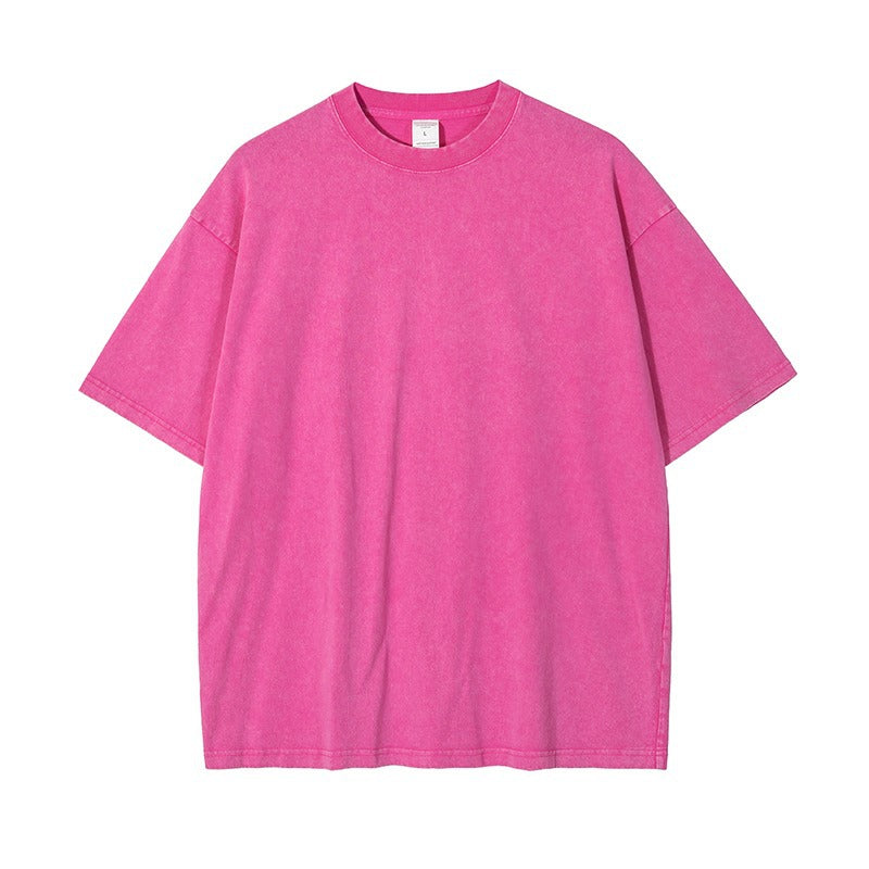 Stylish women's vintage wash short sleeve oversized crewneck t-shirt, perfect for a relaxed look.