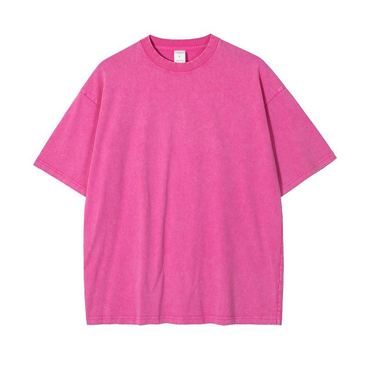 Stylish women's vintage wash short sleeve oversized crewneck t-shirt, perfect for a relaxed look.