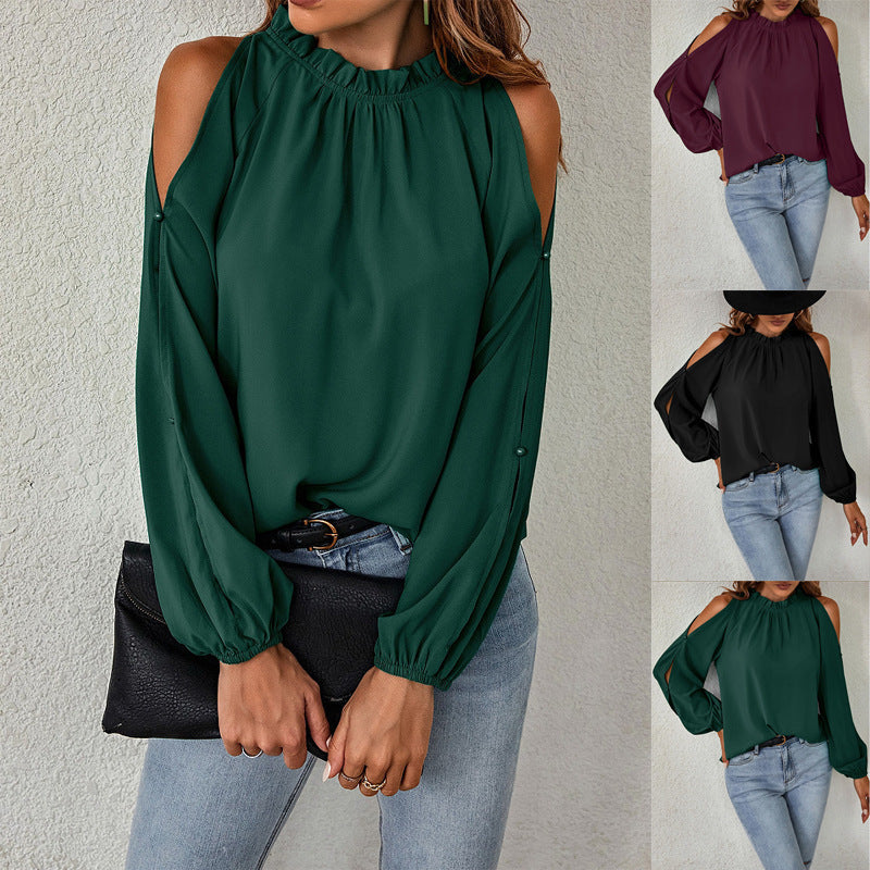 Women's chic off-shoulder blouse. Elegant & versatile top for effortless spring & summer style.