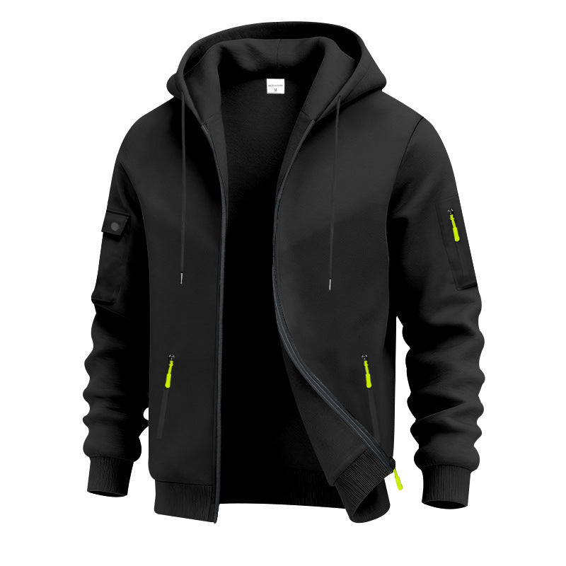 Active men's zip pocket hoodie, ideal for workouts, casual wear, and comfortable daily activities.