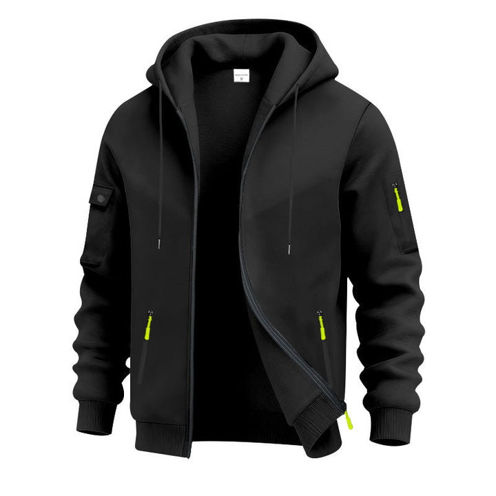 Active men's zip pocket hoodie, ideal for workouts, casual wear, and comfortable daily activities.