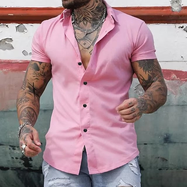 Sharp men's fitted short sleeve shirt, elevating casual wear with its modern cut and versatile appeal.