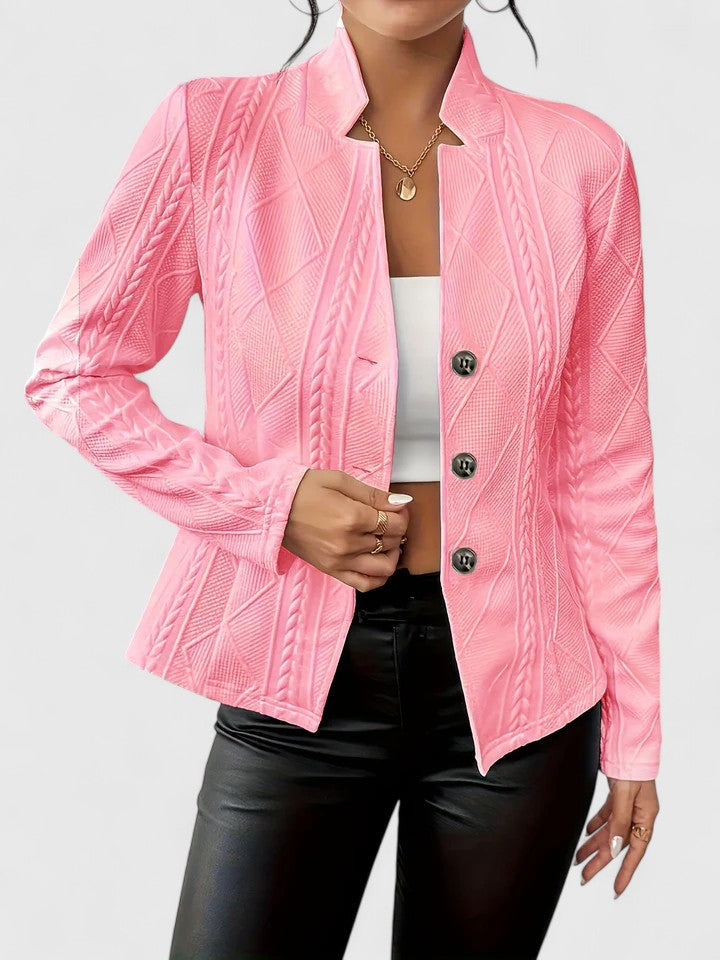 Elegant women's jacket offering versatile, chic style. Structured outerwear, ideal for formal wear and professional settings.