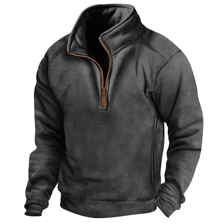 Athletic style men's half-zip pullover, featuring a textured design for comfort and layering.