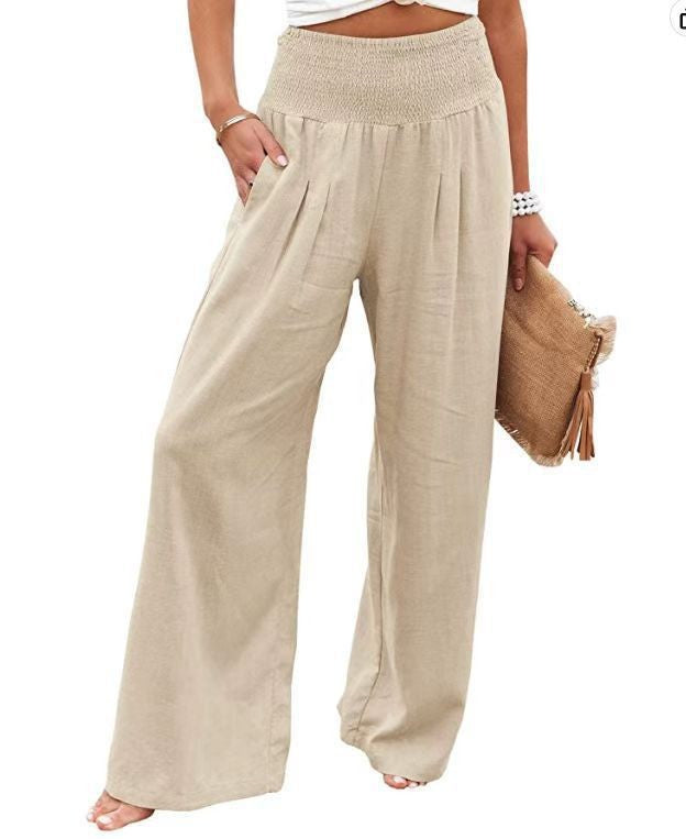 Women's versatile wide leg trousers, relaxed fit, comfy for effortless spring & summer fashion.