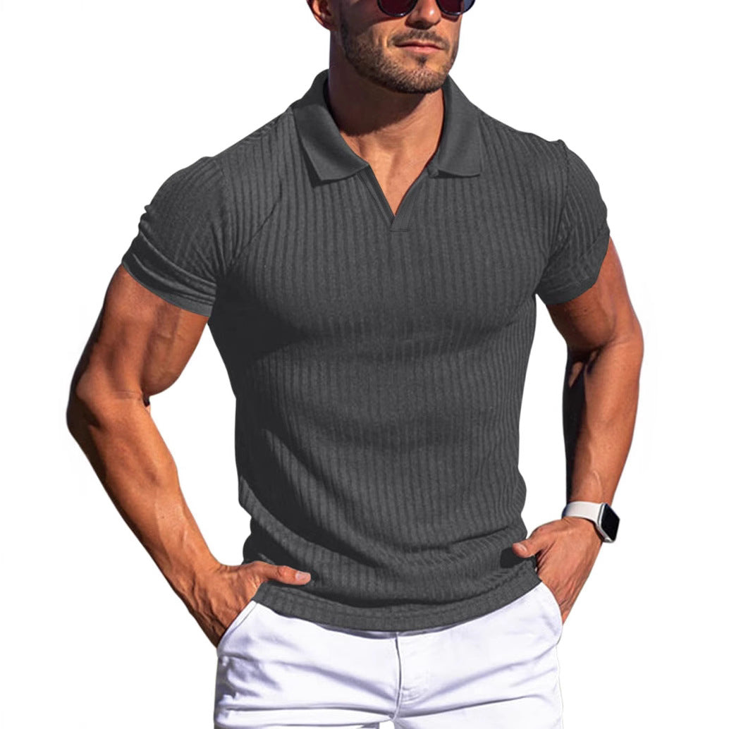 Versatile men's collared polo shirt, structured short sleeve, suitable for everyday wear & casual men's fashion.