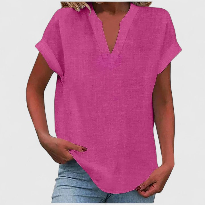Effortless women's V-neck top, a stylish choice for everyday fashion.