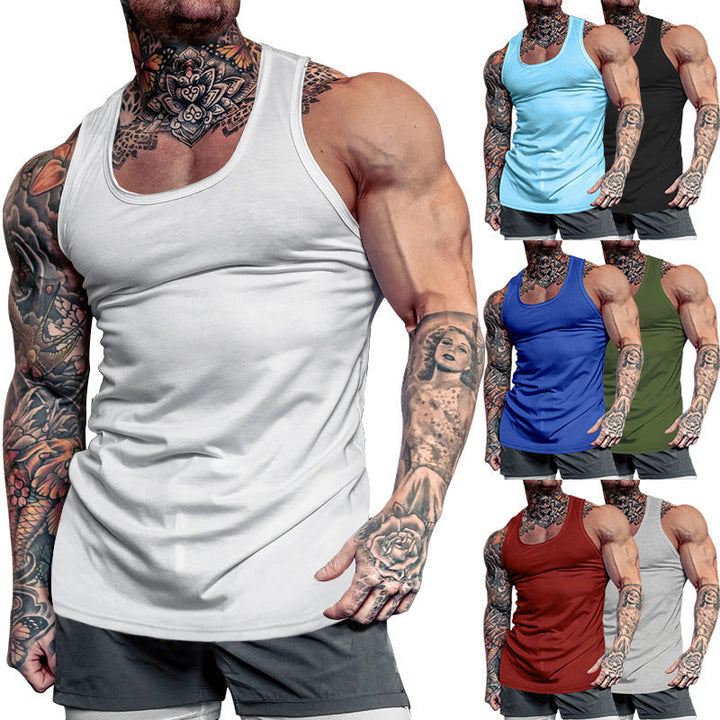 Men's breathable performance fitness tank top, ideal for intense gym workouts & athletic training.