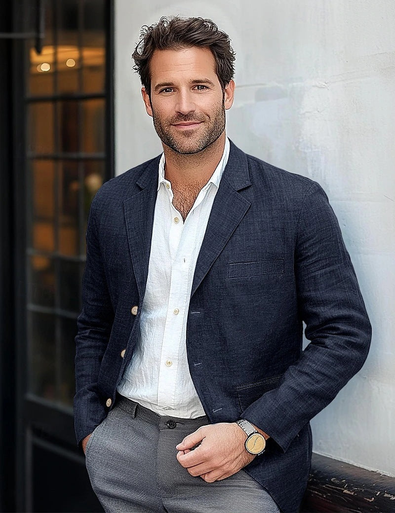 Comfortable men's casual blazer, a sleek jacket for smart-casual events & everyday style.
