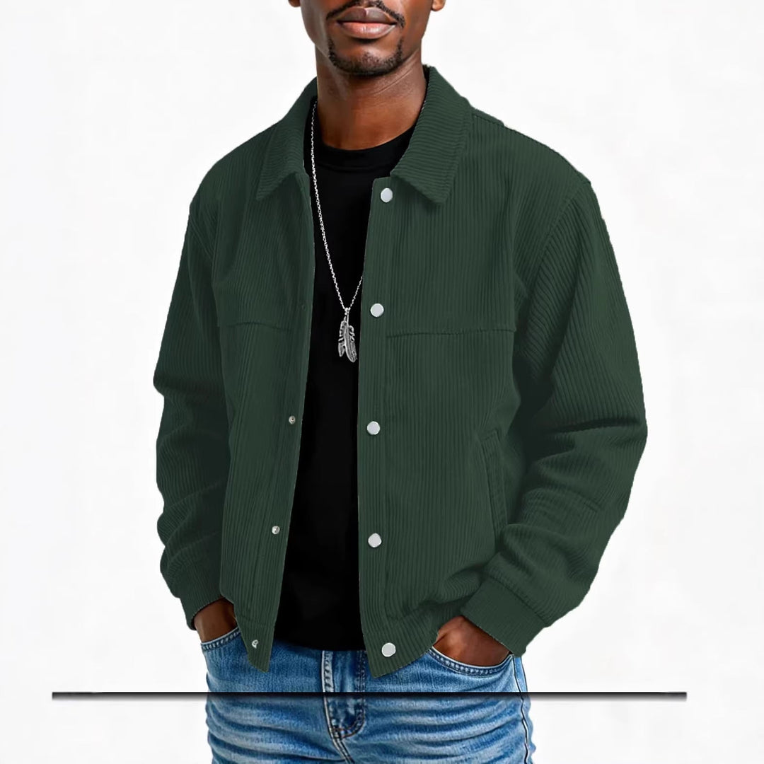 Black men's relaxed fit quilted jacket, a versatile piece for urban casual wear.