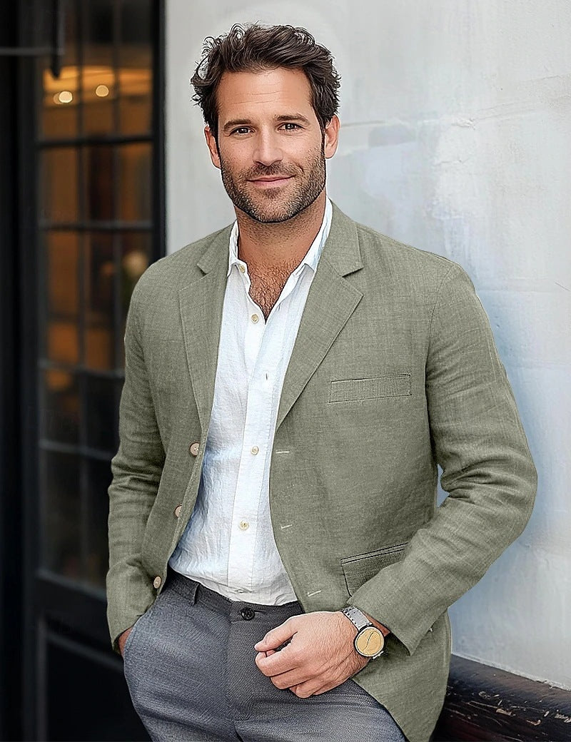 Men's stylish blazer with tailored fit, versatile for casual or semi-formal attire.