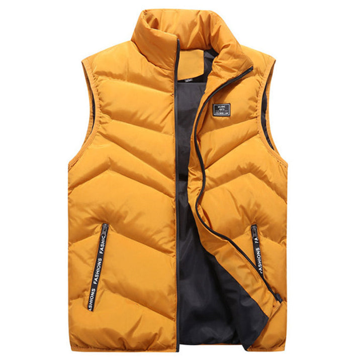 Versatile women's quilted vest, ideal for layering, boasting a high collar and practical zip pockets.